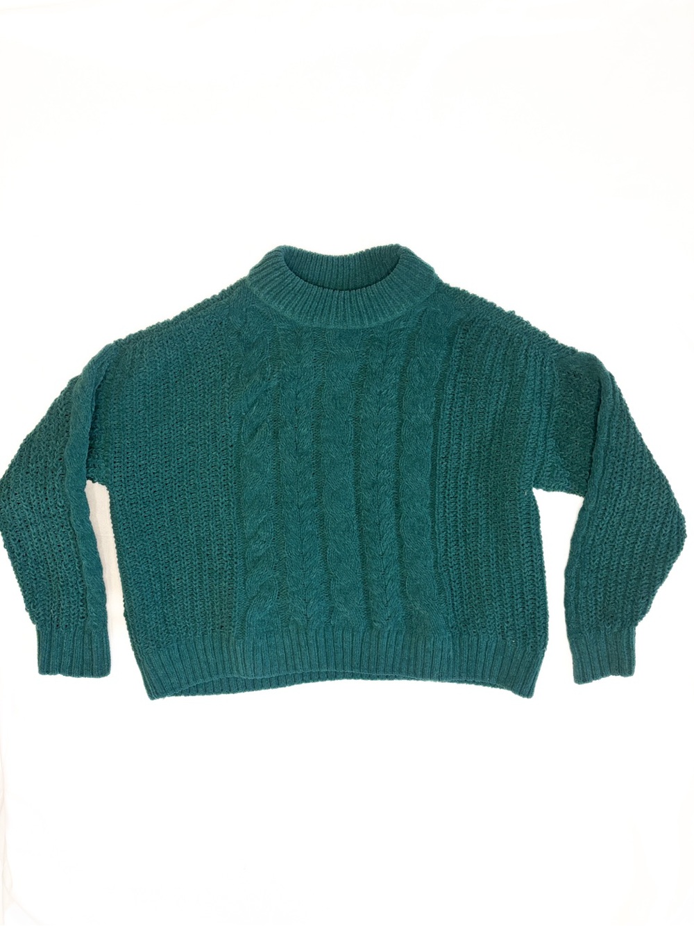 wonder nation Green Cable Knit Mock Neck Sweater